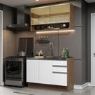 Cozinha Compacta Madesa Glamy 120002 com Armário e Balcão (Sem Tampo e Pia) - Rustic/Branco Cozinha Compacta Madesa Glamy 120002 com Armário e Balcão (Sem Tampo e Pia) - Rustic/Branco