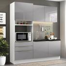 Cozinha Compacta Madesa Lux com Armário e Balcão 5 Portas 3 Gavetas - Branco/Cinza