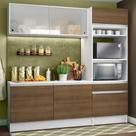 Cozinha Compacta Madesa Topazio Pop com Armário, Balcão e Tampo - Branco/Rustic Cozinha Compacta Madesa Topazio Pop com Armário, Balcão e Tampo - Branco/Rustic