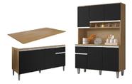 Cozinha Compacta Márcia com Balcão Tati 150m C/Tampo MDP Amêndoa/Preto - AJL