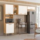 Cozinha Compacta Maria Flor 260cm 5 Portas Freijó/Off White Cristal - Nicioli