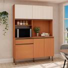 Cozinha Compacta Marina 6 Portas 1 Gaveta 100% Mdf Freijó/Off White - Genialflex Cozinha Compacta Marina 6 Portas 1 Gaveta 100% Mdf Freijó/Off White - Genialflex