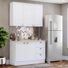 Cozinha Compacta Modulada 2 Peças 100% MDF com Tampo para Balcão Pia 120cm Calcare Americana