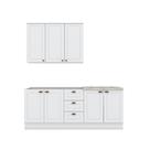 Cozinha Compacta Modulada 200cm Americana 7 Portas 3 Gavetas Henn - Branco/Calcare