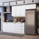 Cozinha Compacta Modulada 280cm Americana 8 Portas 3 Gavetas Henn - Branco HP Fosco