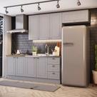 Cozinha Compacta Modulada 280cm Americana 8 Portas 3 Gavetas Henn - Cinza