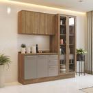Cozinha Compacta Modulada 3 Peças com Tampo e Cristaleira Botanic Cozinha Compacta Modulada 3 Peças com Tampo e Cristaleira Botanic