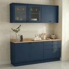 Cozinha Compacta Modulada 4 Peças 6 Portas 3 Gavetas com Vidro e Tampo em MDF Sevilha Azul Órion Cozinha Compacta Modulada 4 Peças 6 Portas 3 Gavetas com Vidro e Tampo em MDF Sevilha Azul Órion