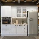 Cozinha Compacta Modulada 4 Peças com Torre Quente Emily Espresso Móveis Branco/HP/Calcare Cozinha Compacta Modulada 4 Peças com Torre Quente Emily Espresso Móveis Branco/HP/Calcare