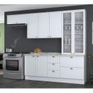 Cozinha Compacta Modulada 5 Peças 2 Portas de Vidro Emily Espresso Móveis Branco/HP/Calcare