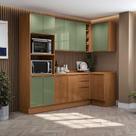 Cozinha Compacta Modulada 5 Peças com Torre Quente e Canto Vibra Marrom/Canela/Verde Pistache Super Brilho Cozinha Compacta Modulada 5 Peças com Torre Quente e Canto Vibra Marrom/Canela/Verde Pistache Super Brilho