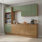Cozinha Compacta Modulada 5 Peças com Torre Quente Vibra Marrom/Canela/Verde Pistache Super Brilho