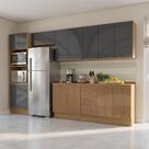 Cozinha Compacta Modulada 6 Peças com Torre Quente Vibra Marrom/Canela/Grafite Super Brilho