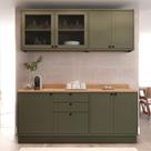 Cozinha Compacta Modulada 7 Portas 3 Gavetas 100% Mdf 2 Tampos Sevilha