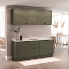 Cozinha Compacta Modulada 7 Portas 3 Gavetas 100% MDF sem Tampo Sevilha Verde/Hill