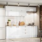 Cozinha Compacta Modulada 8 Peças 100% MDF com Aéreo Basculante e Tampo para Cooktop Americana