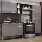 Cozinha Compacta Multimóveis Fg3412 2 Leds Preta/lacca Fumê