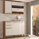 Cozinha Compacta Notte 6 Portas 2 Gavetas 100% Mdf com Vidro Amêndoa/Off White - Panorama Móveis Cozinha Compacta Notte 6 Portas 2 Gavetas 100% Mdf com Vidro Amêndoa/Off White - Panorama Móveis
