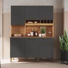Cozinha Compacta Pinot 6 Portas 1 Gaveta 100% Mdf Amêndoa/Chumbo - Rio Doce Cozinha Compacta Pinot 6 Portas 1 Gaveta 100% Mdf Amêndoa/Chumbo - Rio Doce