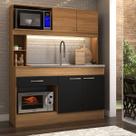 Cozinha Compacta São Paulo 4 Portas 1 Gaveta Cinamomo/Preto - Panorama Móveis