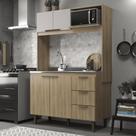 Cozinha Compacta Sofia Dourado/Fumê 3 Gavetas 2 Portas com Aéreo e espaço para Micro-ondas J Carvalho