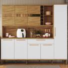 Cozinha Compacta Touriga 8 Portas 1 Gaveta 100% Mdf com Vidro Amêndoa/Branco - Rio Doce