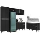 Cozinha Compacta Vanessa e Balcão Gabinete Com Pia Tatiane 120cm Preto - AJL Móveis