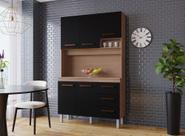 Cozinha Compacta Vitória 120m 5 Portas 3 Gavetas - Savana/Preto Móblis