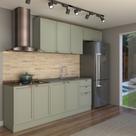 Cozinha Competa Omaha 8 Portas 3 Gavetas 100% Mdf Mint/Fendi - Panorama Móveis