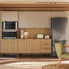 Cozinha Completa 10 Portas 3 Gavetas com Painel Ripado 3D Design Moderno
