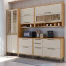 Cozinha Completa 100% Mdf 5 Peças 11 Portas 4 Gavetas e Vidro 274cm Vicenza Espresso Móveis