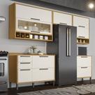 Cozinha Completa 100% Mdf 5 Peças 8 Portas 4 Gavetas e Vidro 280cm Vicenza Espresso Móveis