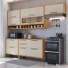Cozinha Completa 100% Mdf 5 Peças 8 Portas 5 Gavetas e Vidro 280cm Vicenza Espresso Móveis