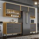 Cozinha Completa 100% Mdf 5 Peças 8 Portas e Vidro Reflecta 280cm Vicenza Espresso Móveis