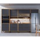 Cozinha Completa 100% Mdf 6 Peças 10 Portas 6 Gavetas e Vidro 354cm Vicenza Espresso Móveis