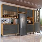 Cozinha Completa 100% Mdf 6 Peças 12 Portas 4 Gavetas e Vidro 354cm Vicenza Espresso Móveis