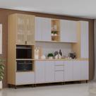 Cozinha Completa 100 MDF 6 Peças com Espaço para Microondas e Tampo 310cm Aura Luciane Móveis