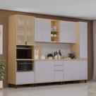Cozinha Completa 100 MDF 6 Peças com Torre Quente e Tampo 310cm Aura Luciane Móveis