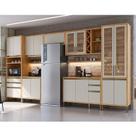 Cozinha Completa 100% Mdf 7 Peças 16 Portas com Vidro e Tampo Barbados Espresso Móveis