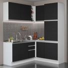 Cozinha Completa 329001 Com Armário E Balcão Branco/Preto Cozinha Completa 329001 Com Armário E Balcão Branco/Preto