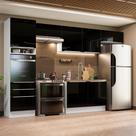 Cozinha Completa 340001 Com Armário E Balcão Branco/Preto Cozinha Completa 340001 Com Armário E Balcão Branco/Preto