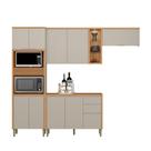 Cozinha Completa 4 Peças Arya 100% MDF Jequitibá/Gris Fosco - sallar home