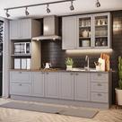 Cozinha Completa 4 Peças Com Aéreo 3 Portas Com Vidro Amy Casa 812 Cinza Cozinha Completa 4 Peças Com Aéreo 3 Portas Com Vidro Amy Casa 812 Cinza