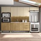 Cozinha Completa 5 Peças 10 Portas 3 Gavetas Painel Ripado Central e Balcão Pia sem Tampo Glam Cozinha Completa 5 Peças 10 Portas 3 Gavetas Painel Ripado Central e Balcão Pia sem Tampo Glam