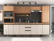 Cozinha Completa 6 Peças 11 Portas com Torre Quente Paneleiro e Aéreo Ripado Cecília