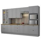 Cozinha Completa 6 Peças Americana com Cristaleira Tampo Nature - Móveis Henn Cozinha Completa 6 Peças Americana com Cristaleira Tampo Nature - Móveis Henn