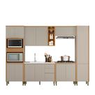 Cozinha Completa 6 Peças Arya 100% MDF Jequitibá/Gris Fosco - sallar home