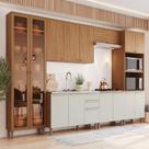 Cozinha Completa 8 Peças com Cristaleira Yasmin Espresso Móveis Cozinha Completa 8 Peças com Cristaleira Yasmin Espresso Móveis