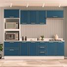 Cozinha Completa Amara 10 Portas 4 Gavetas Azul/Branco - Politorno Cozinha Completa Amara 10 Portas 4 Gavetas Azul/Branco - Politorno