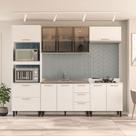 Cozinha Completa Amara 10 Portas 4 Gavetas com Vidro 40250785 Branco - Politorno